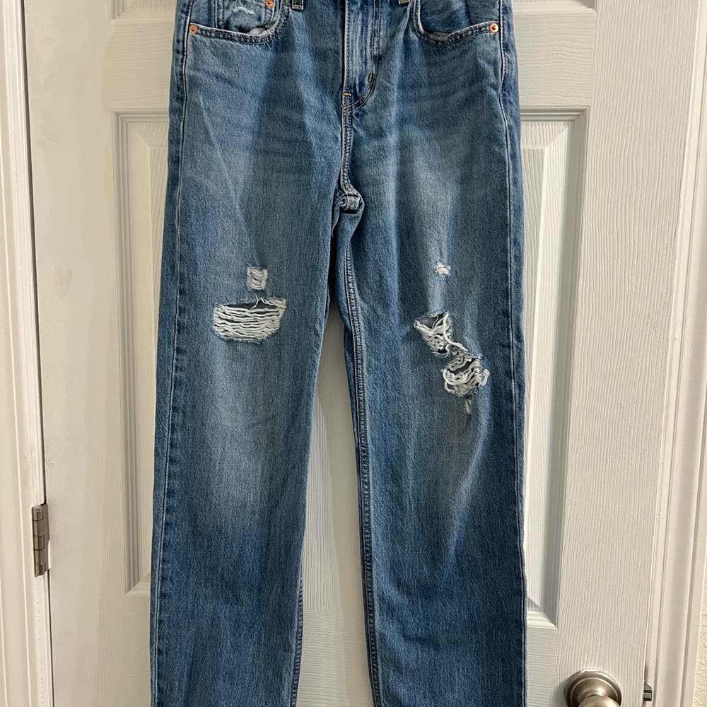 Levi's Light Blue Distressed Low Pro Straight